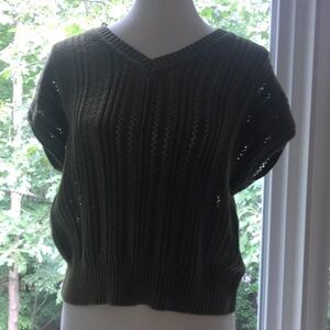 Green V-Neck Sweater with Relaxed Fit